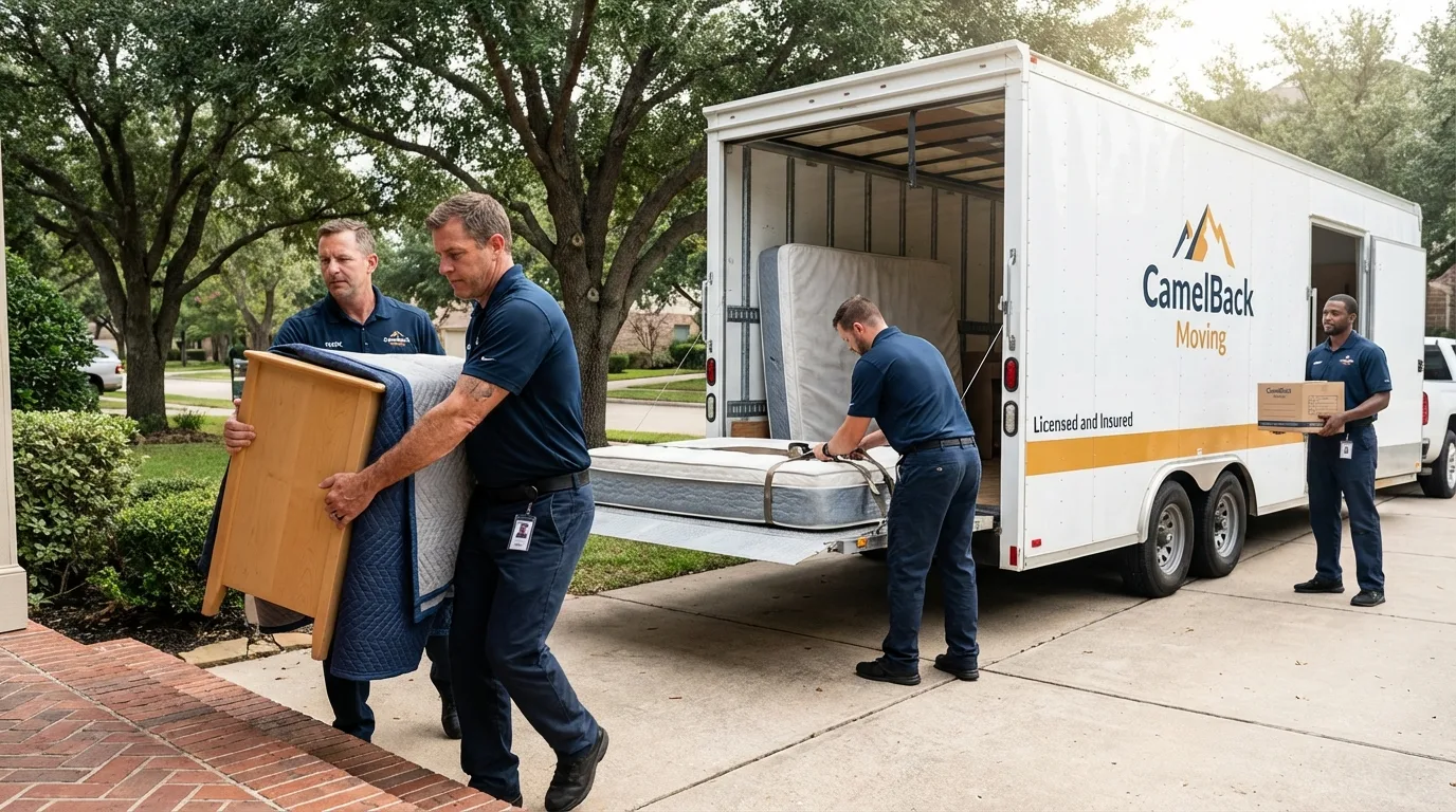 Crew loading residential truck for cross-state move from Wayne, NE
