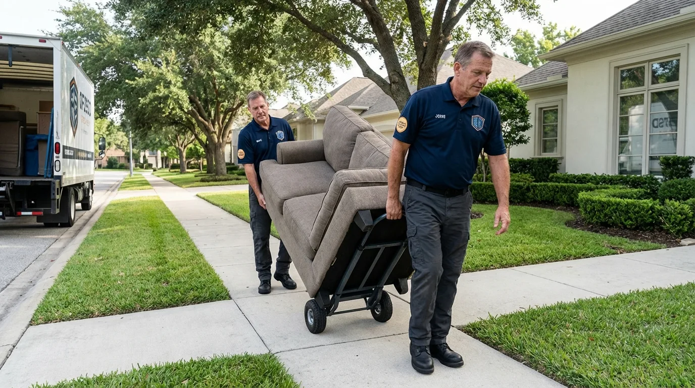 Local residential moving crew loading furniture in Wayne, NE